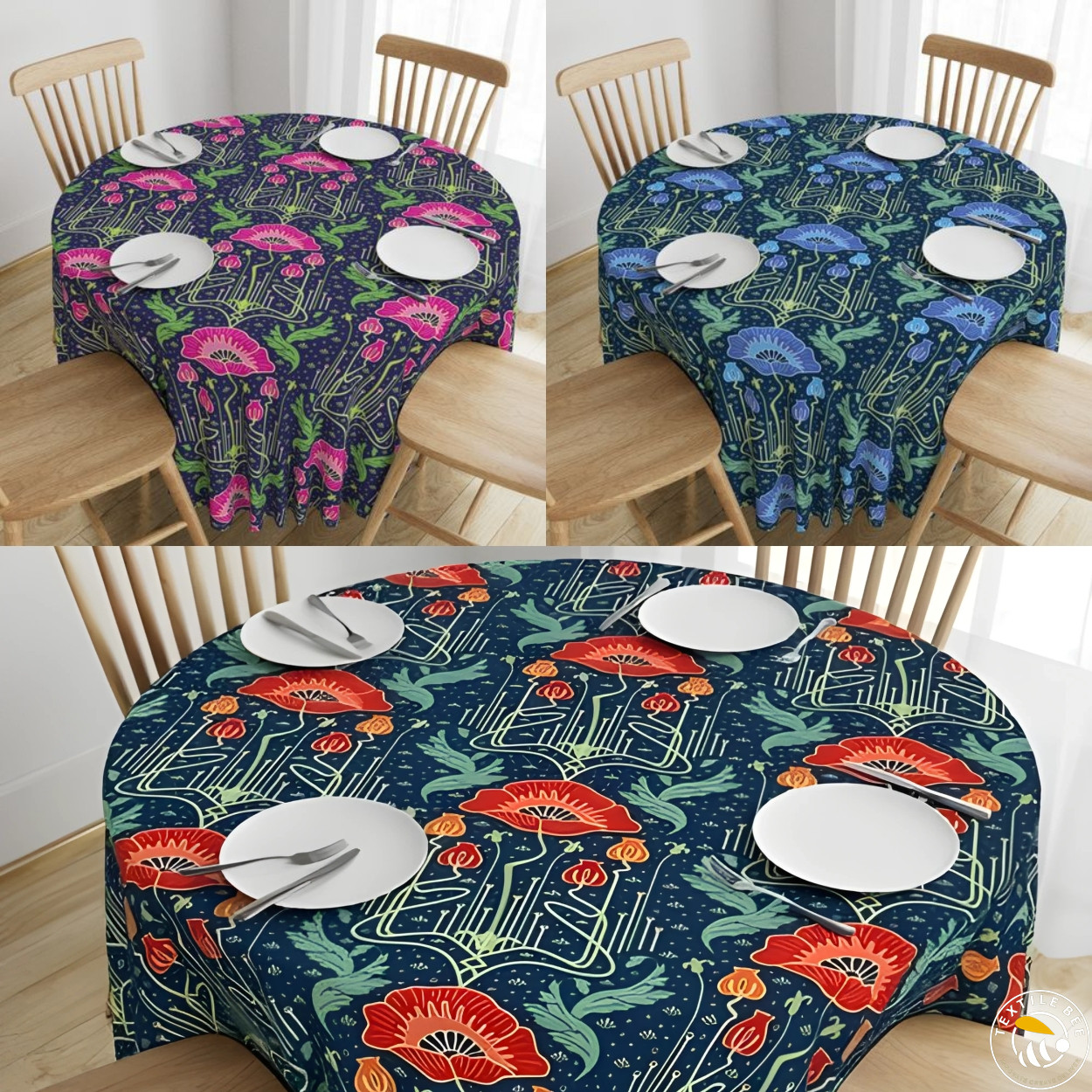 ART NOUVEAU POPPY PRINTED ROUNDERS