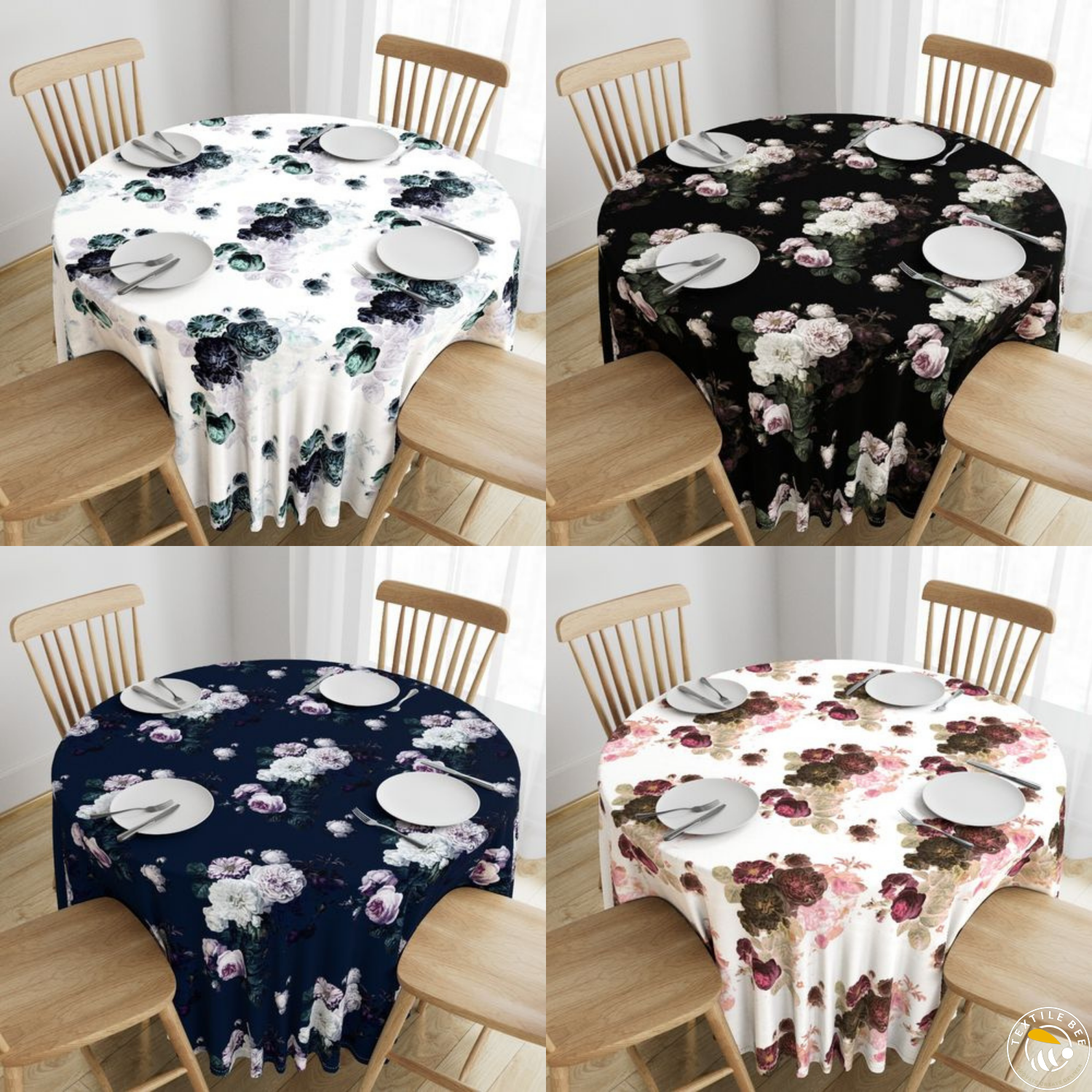 MOODY FLORAL VINTAGE ROSES ROUNDERS