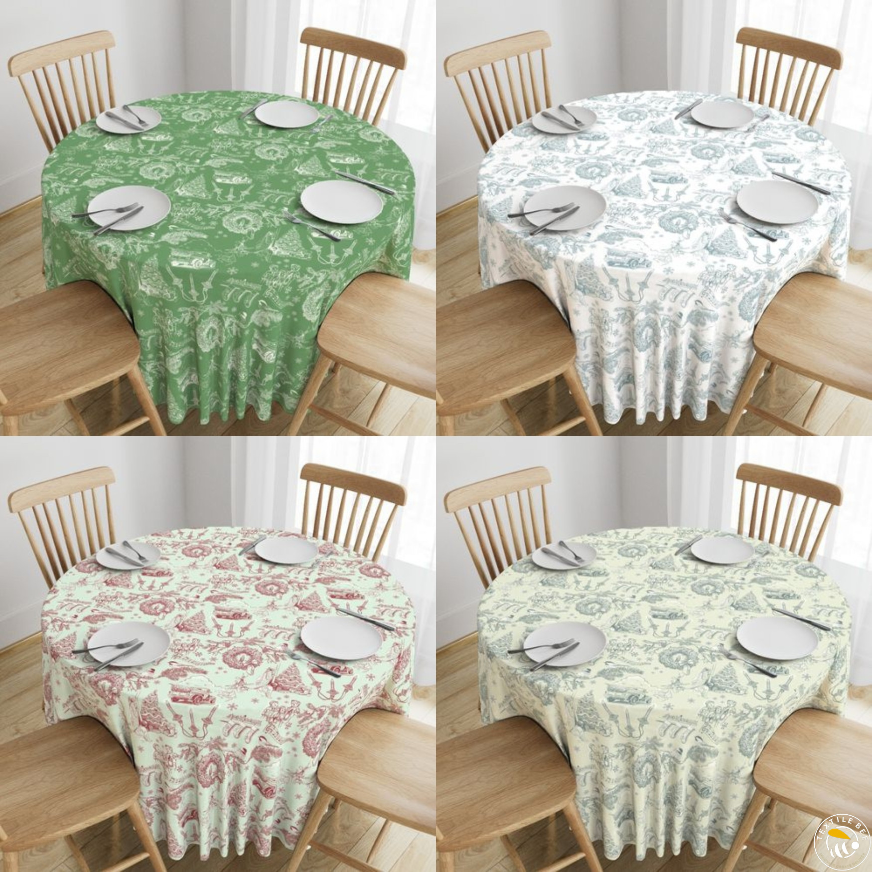 HOLIDAY TRADITIONS TOILE PRINTED ROUNDERS