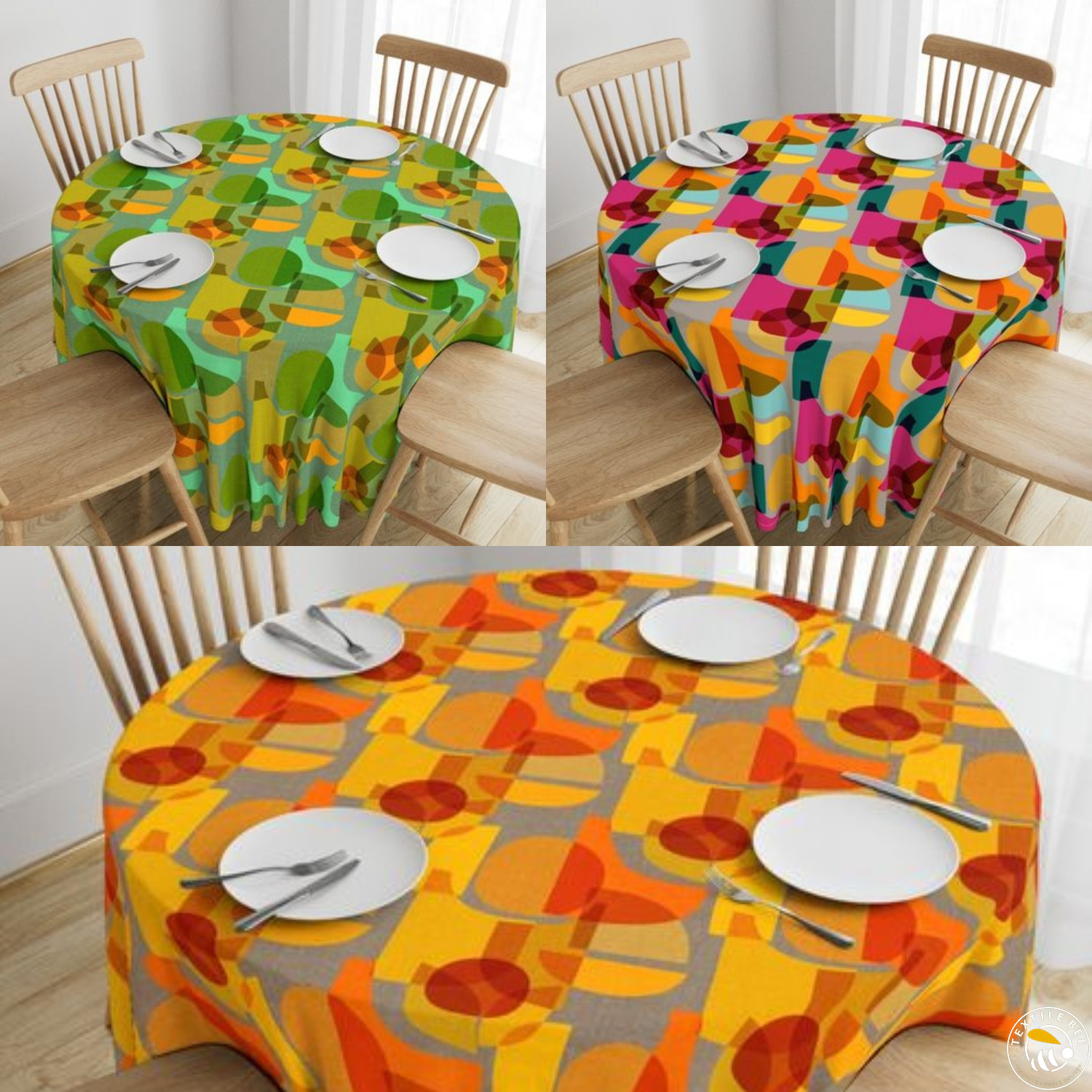 ABSTRACT RETRO SHAPES PRINTED ROUNDERS