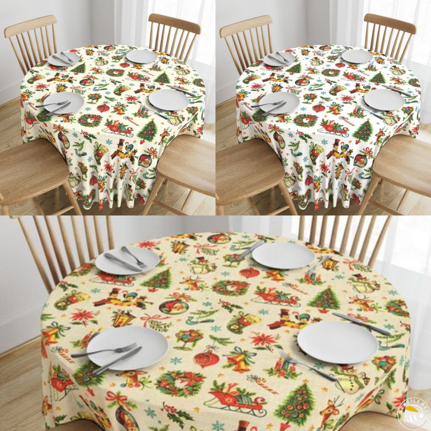 VINTAGE RETRO CHRISTMAS PRINTED ROUNDERS