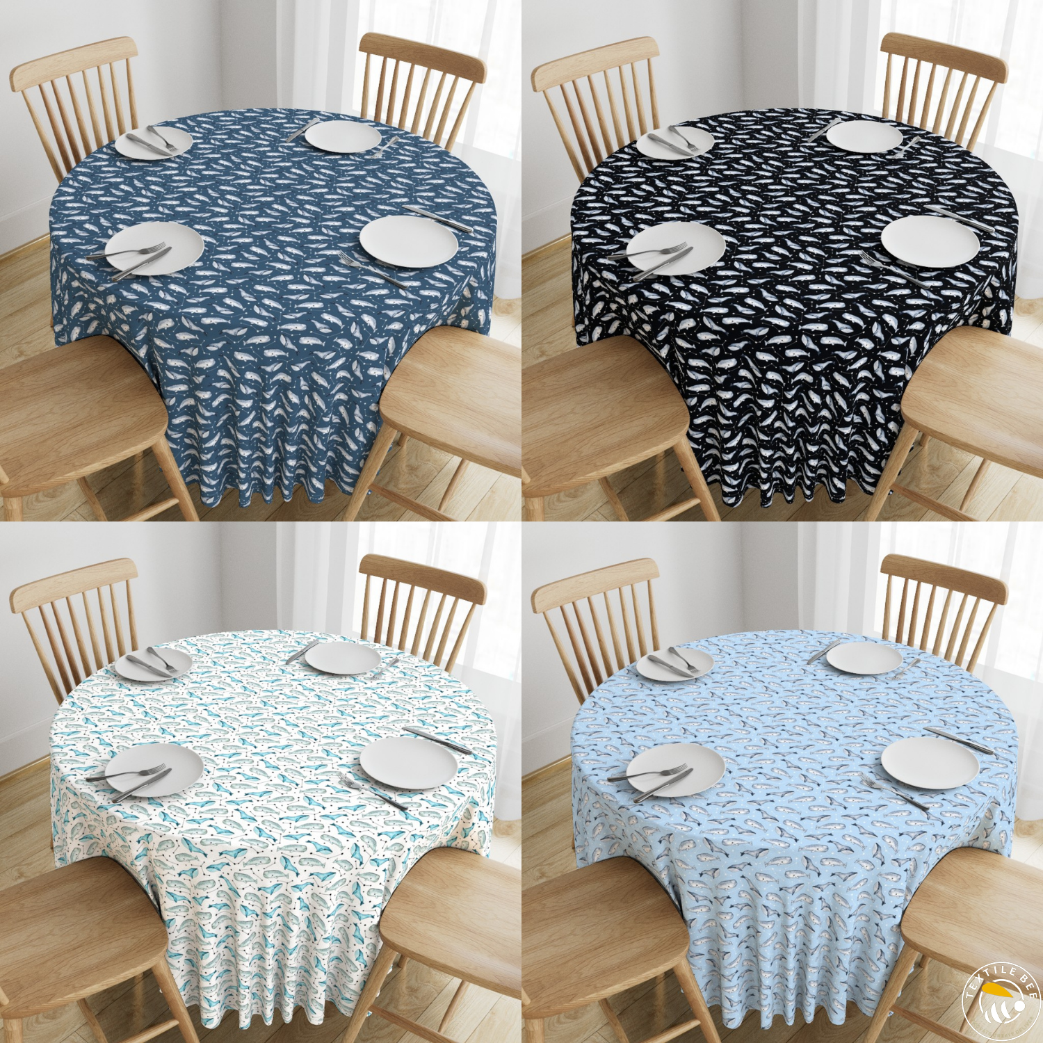 WHALE AND STARS PRINTED ROUNDERS