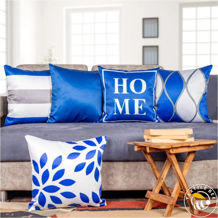 BLUE MIX PRINTED CUSHION COVERS