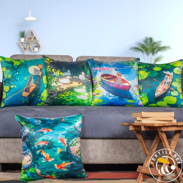GREEN MIX PRINTED CUSHION COVERS