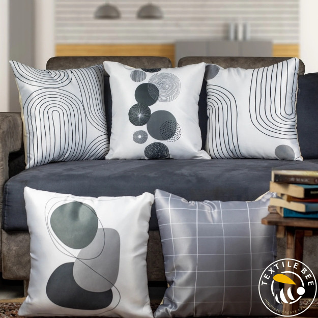 GREY PRINTED CUSHION COVERS