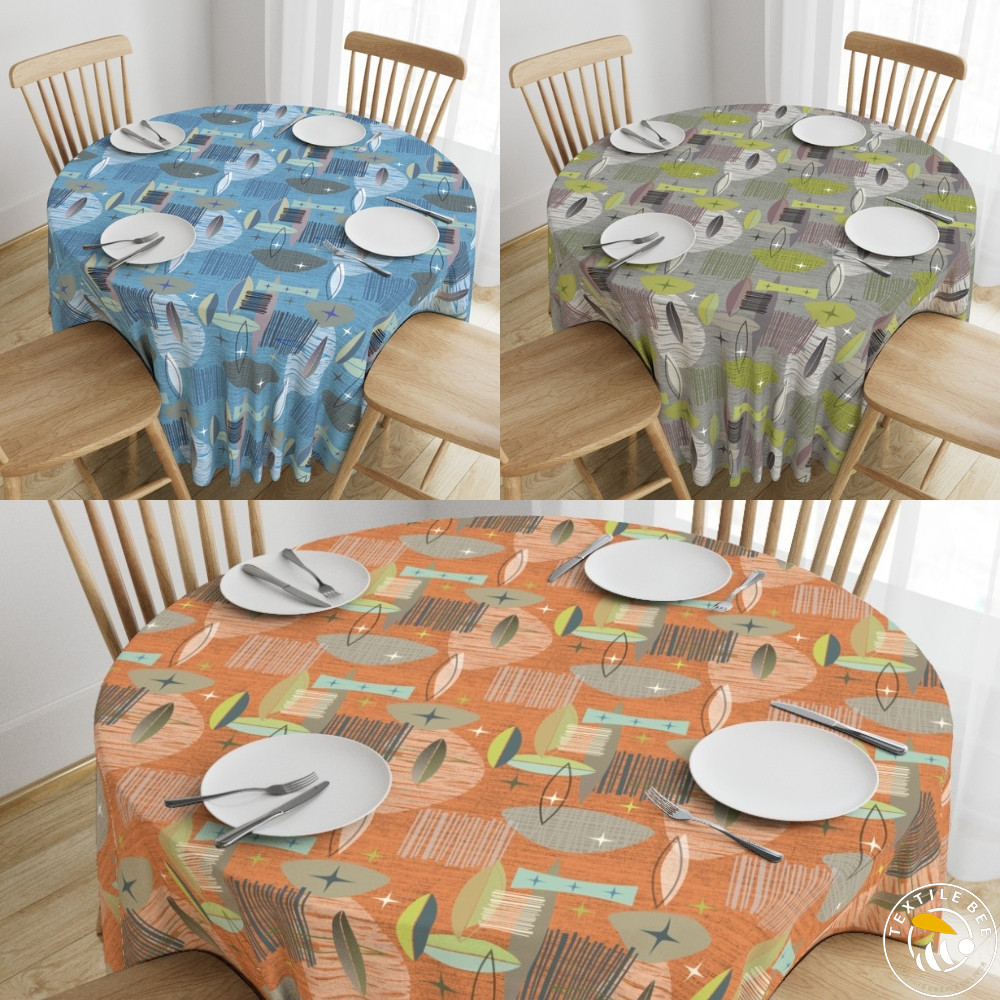 RETRO GEOMETRIC LEAF PRINTED TABLE ROUNDERS