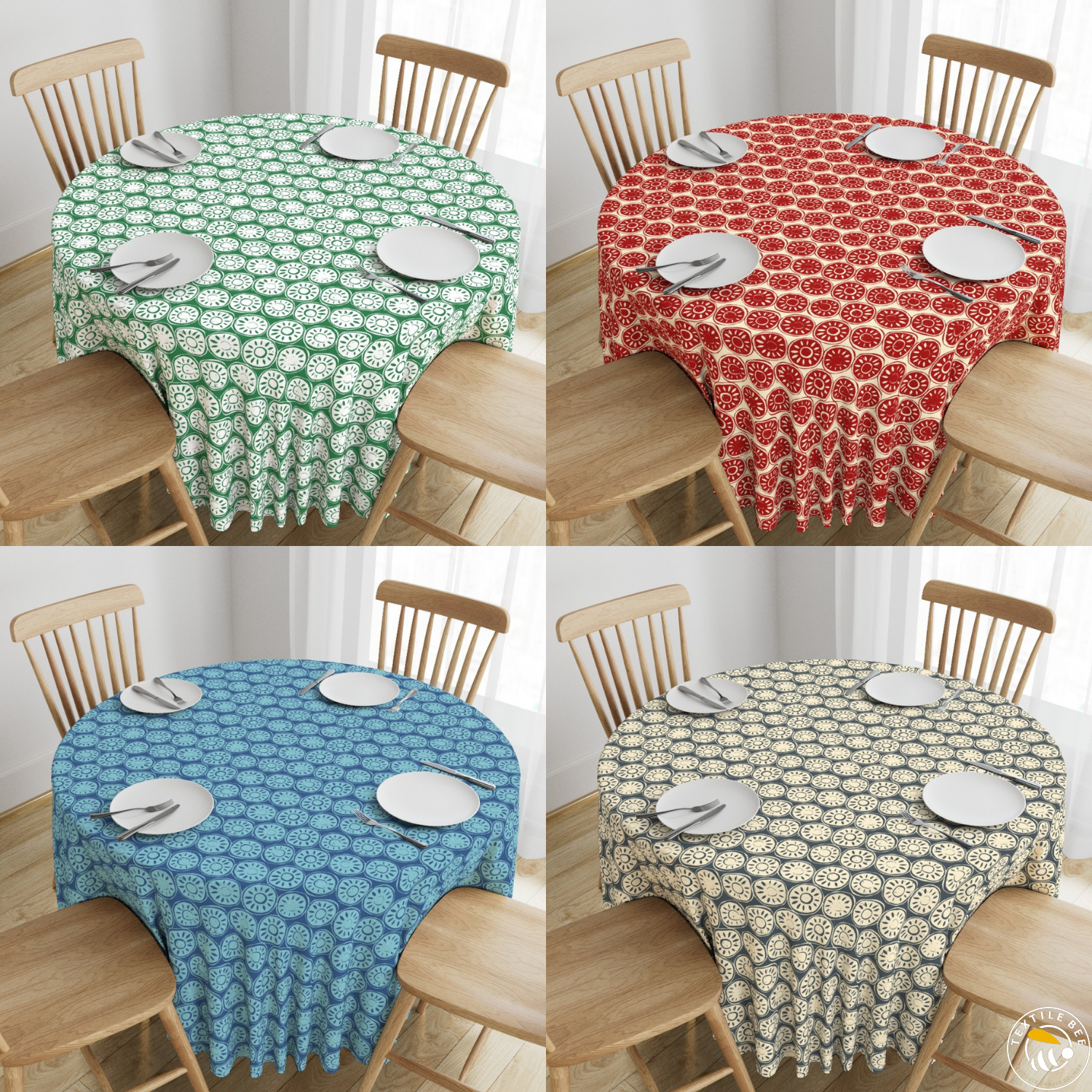 FLOWER BLOCK PRINTED ROUNDERS