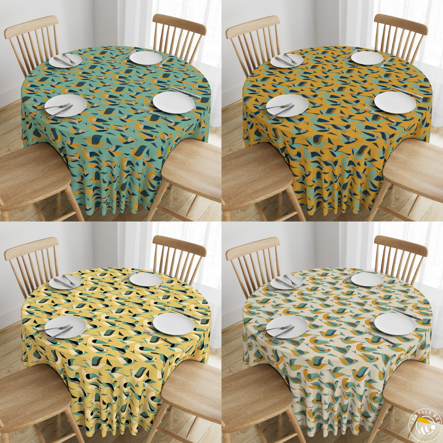 FLYING BIRDS PRINTED ROUNDERS