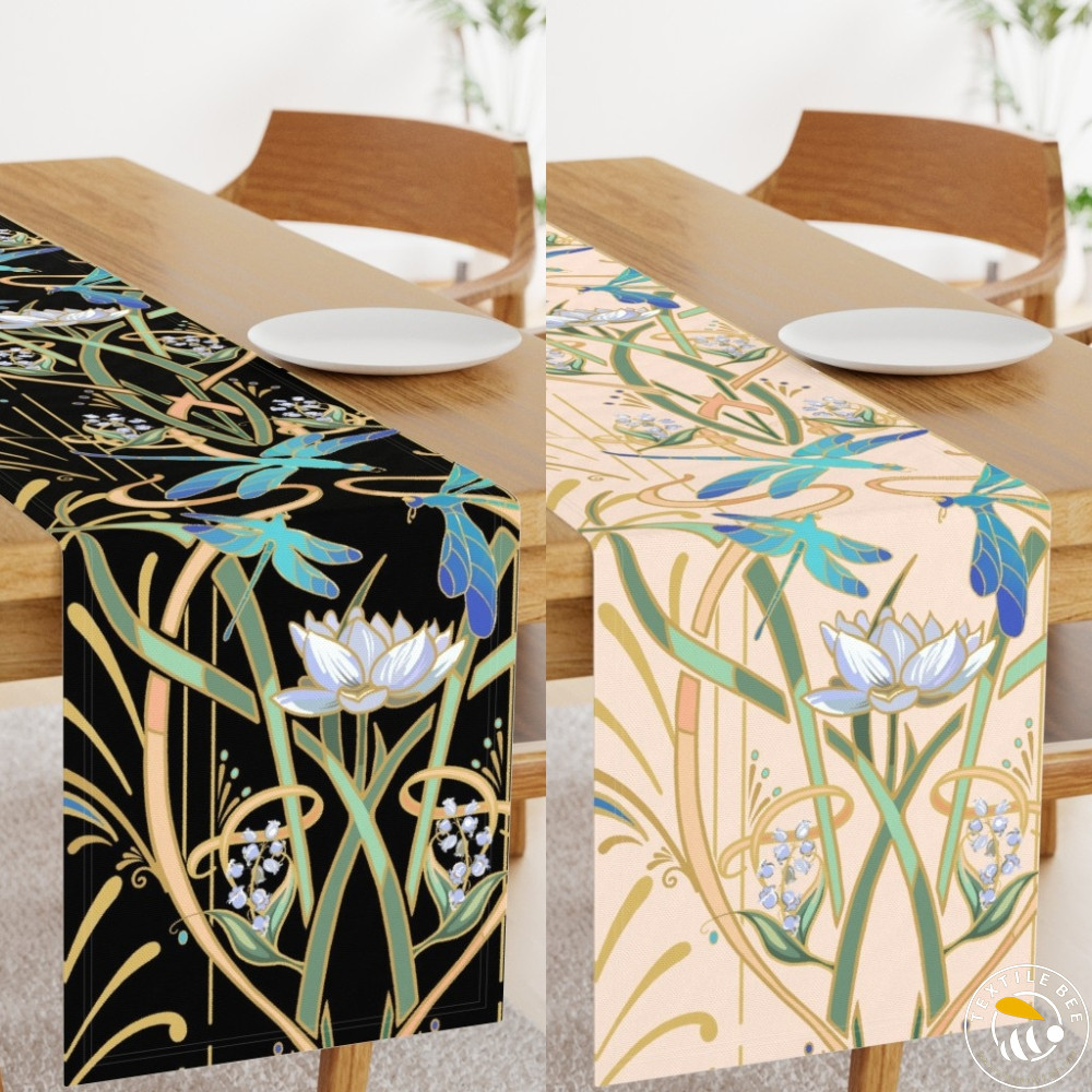 ART NOUVEAU DRAGONFLIES PRINTED TABLE RUNNERS