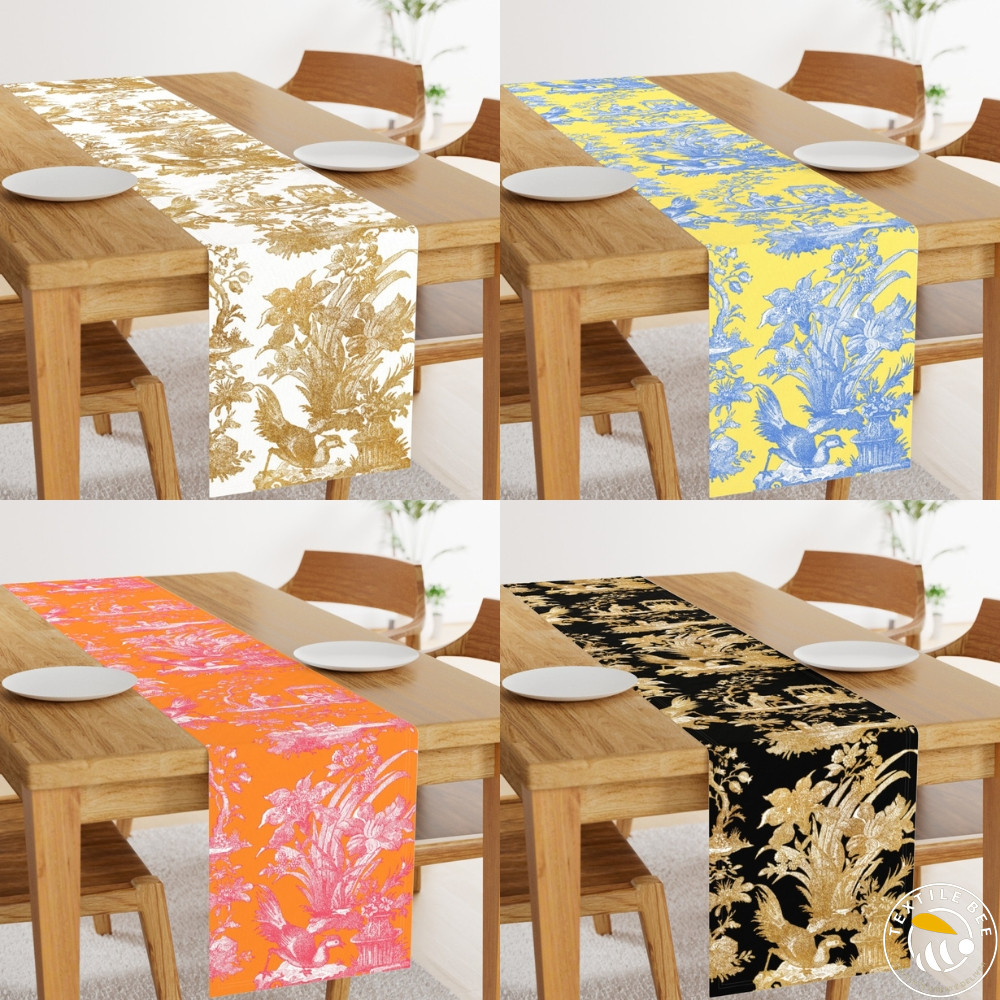 CHINOISERIE TOILE PRINTED TABLE RUNNERS
