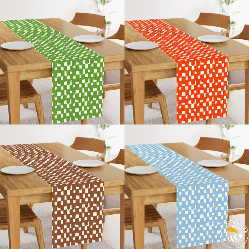 HAND DRAWN BRUSH STROKE PRINTED TABLE RUNNERS