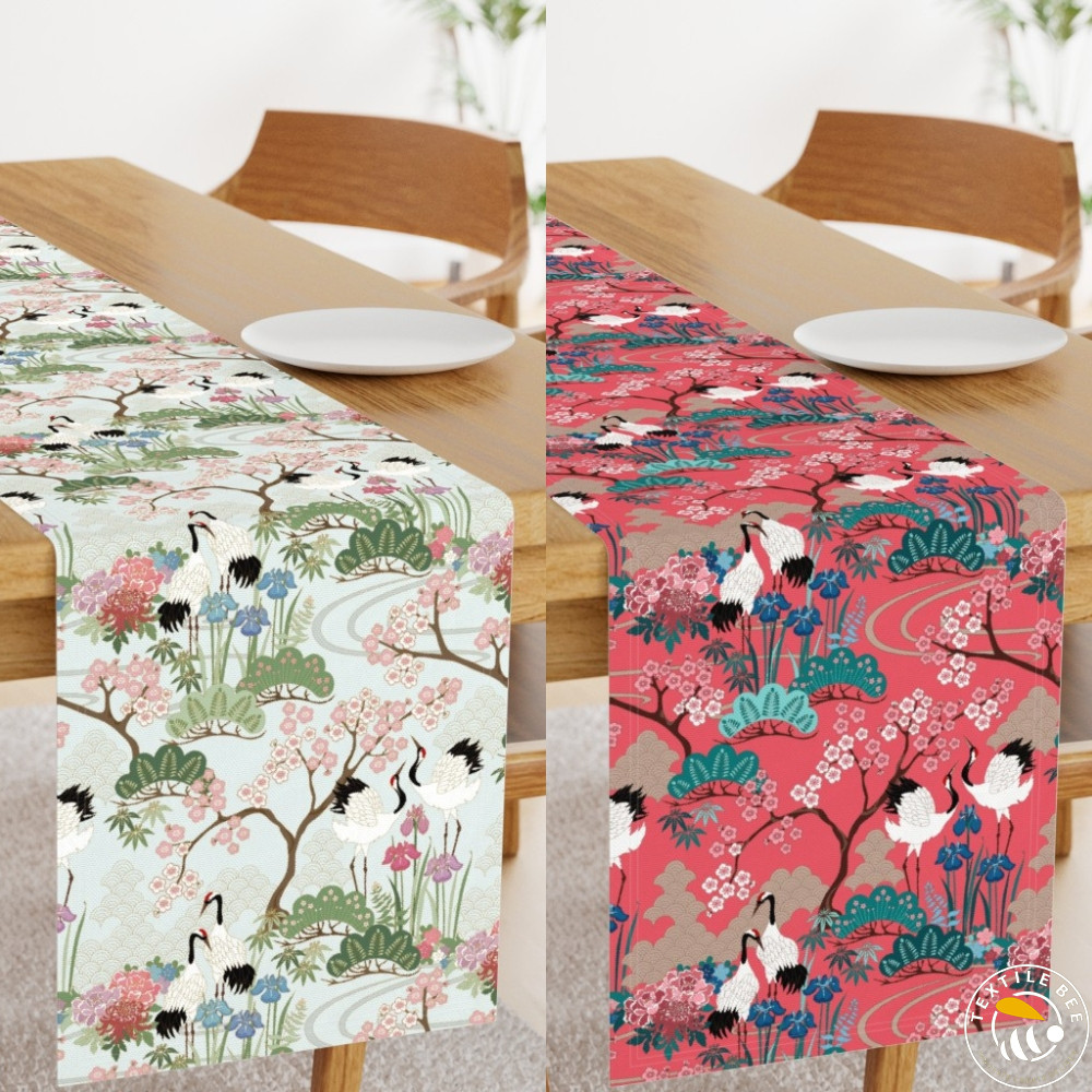 JAPANESE GARDEN STROKE PRINTED TABLE RUNNERS