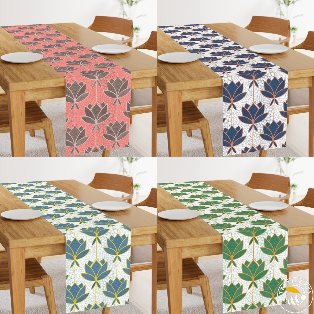 JAPANESE LOTUS STROKE PRINTED TABLE RUNNERS