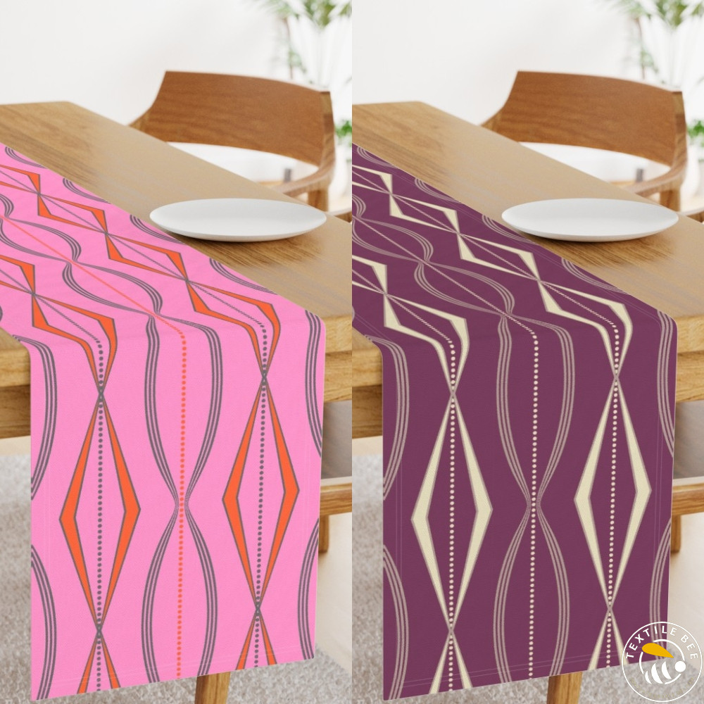 RETRO WAVE DIAMOND PRINTED TABLE RUNNERS