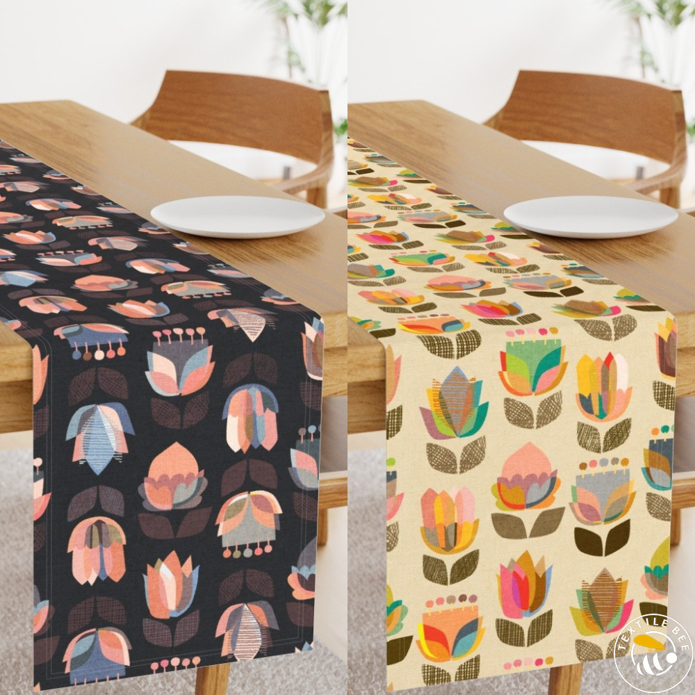 MID CENTURY FLOWERS PRINTED TABLE RUNNERS