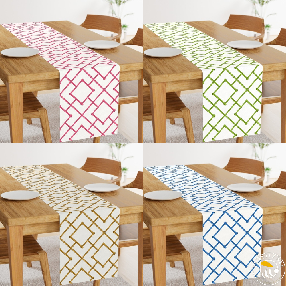NANTES BAMBOO TRELLIS PRINTED TABLE RUNNERS